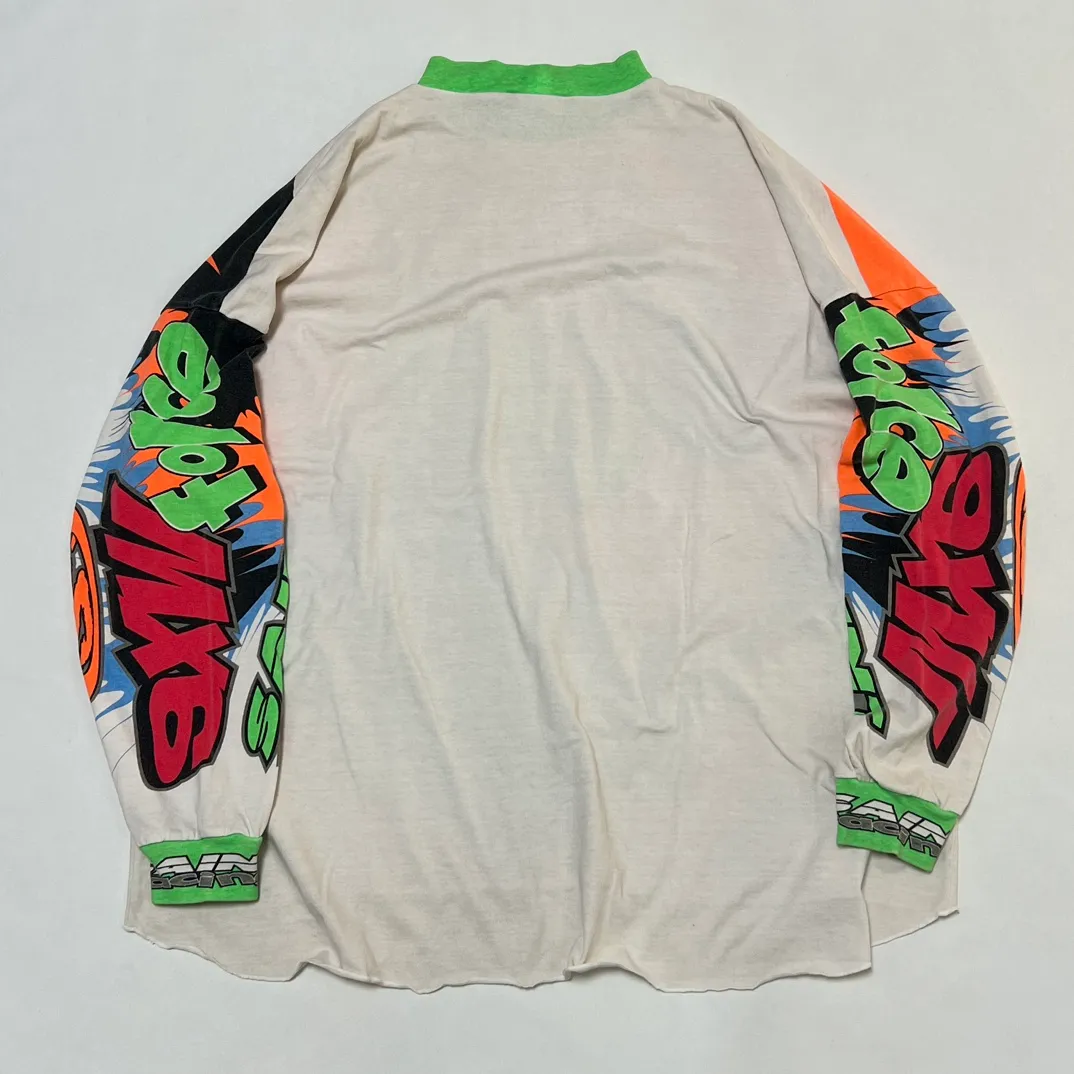 SAINT MICHAEL 24SS SAINT FORCE L/S TEE New Racing Retro Long Sleeve Off-white S-XL Front, left and right sleeves, even ribs are printed. There are more than 30 sets of samples in total. They are extremely complicated and all are oversized screen versions. Ready-made garments are washed and worn with Vintage value.